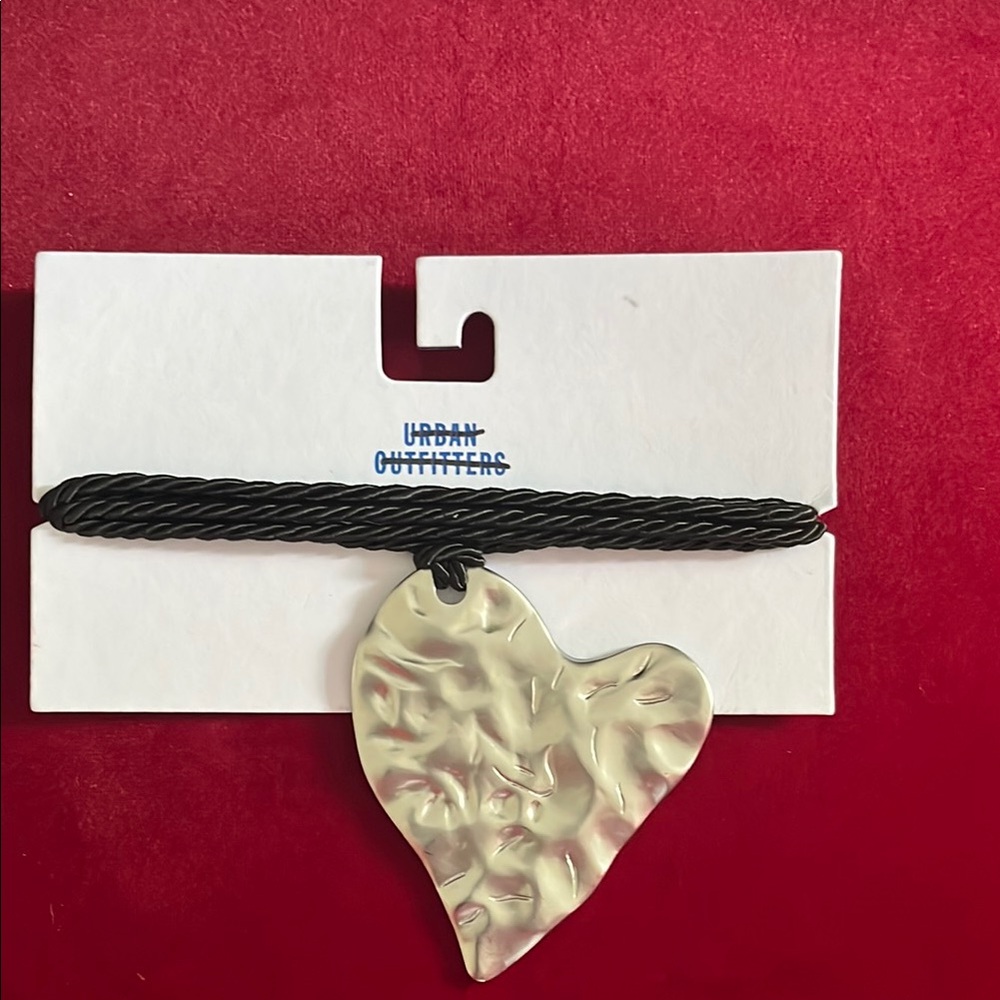 Urban Outfitters Black and Silver Heart Necklace